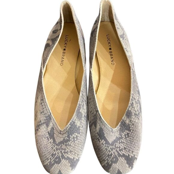 LUCKY BRAND Alba Snakeskin Print Skimmer Flats Women's Shoes Size 8 1/2 leather - Picture 1 of 7